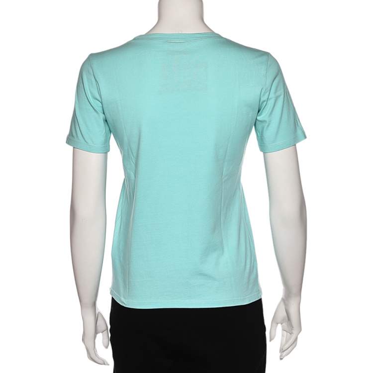 Pre Owned Just Cavalli Blue Logo Printed Cotton Short Sleeve T-Shirt S