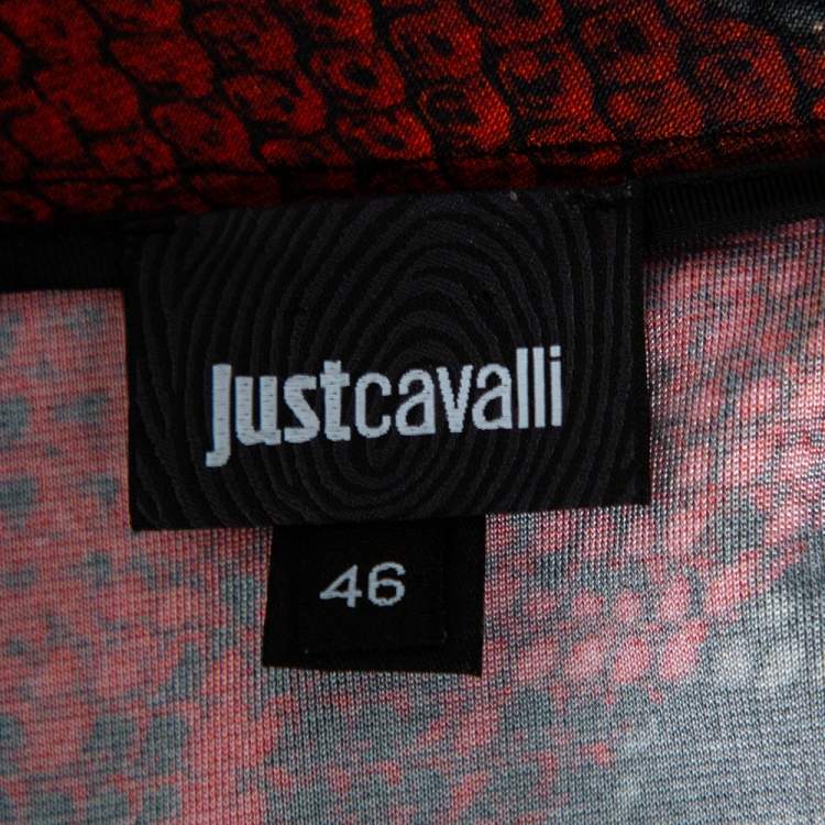 مملوكة مسبقًا Just Cavalli Multicolor Snakeskin Print Jersey Maxi Skirt L 