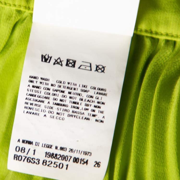 Pre Owned Just Cavalli Green Silk Embellished Pleated Top S 