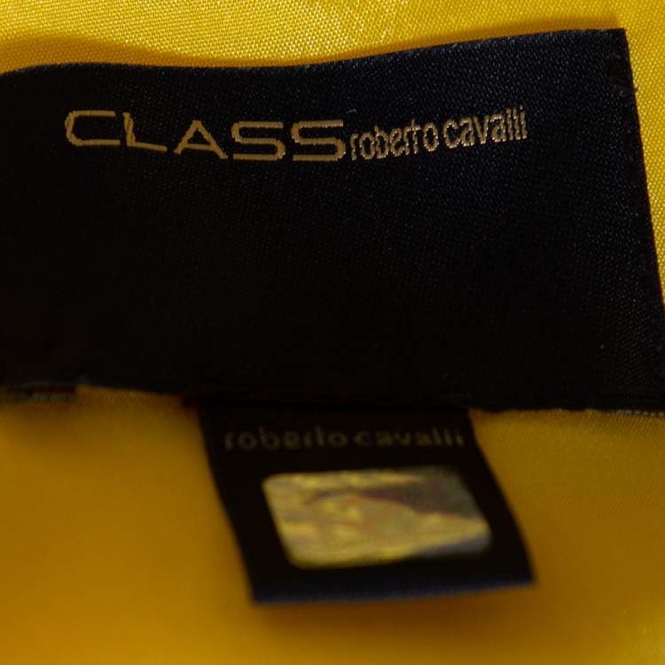 Pre Owned Class By Roberto Cavalli Yellow Crepe Bow Detail Draped Dress S