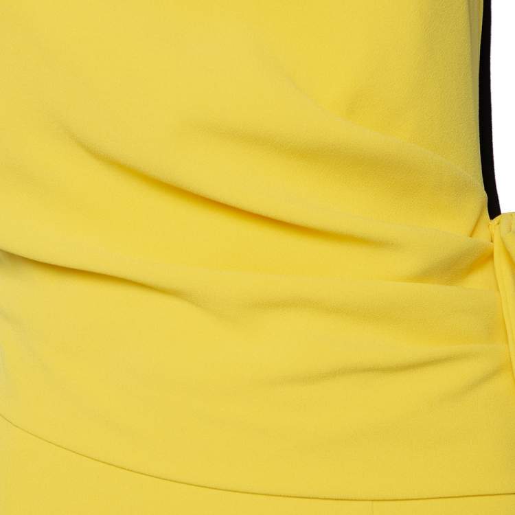 Pre Owned Class By Roberto Cavalli Yellow Crepe Bow Detail Draped Dress S