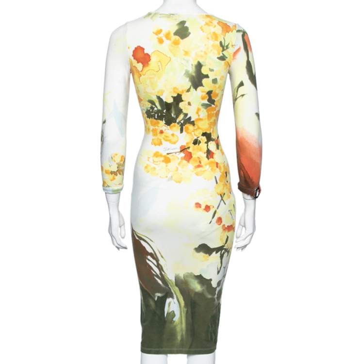 Pre Owned Just Cavalli Multicolored Printed Jersey Long Sleeve Dress S