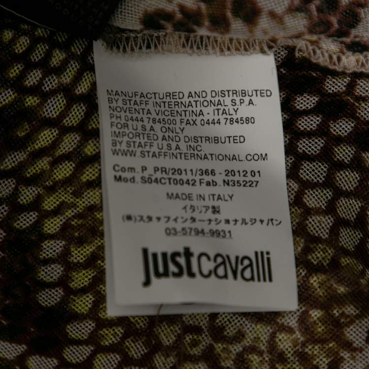 Pre Owned Just Cavalli Brown Animal Print Silk Knit Lace-Up Detail Belted Dress M
