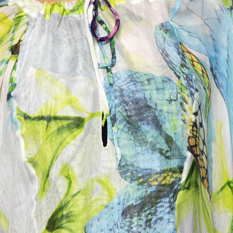 Pre Owned Just Cavalli Multicolor Butterfly Printed Top M
