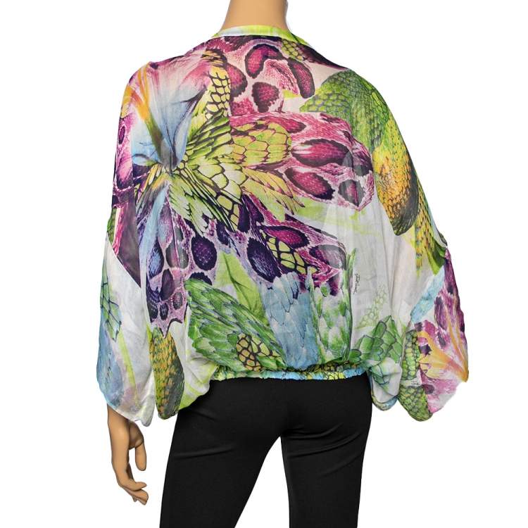 Pre Owned Just Cavalli Multicolor Butterfly Printed Top M