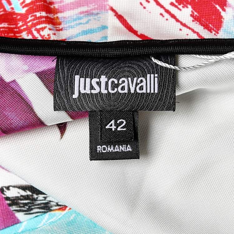 Pre Owned Just Cavalli Multicolor Printed Jersey Scoop Neck Sheath Dress M