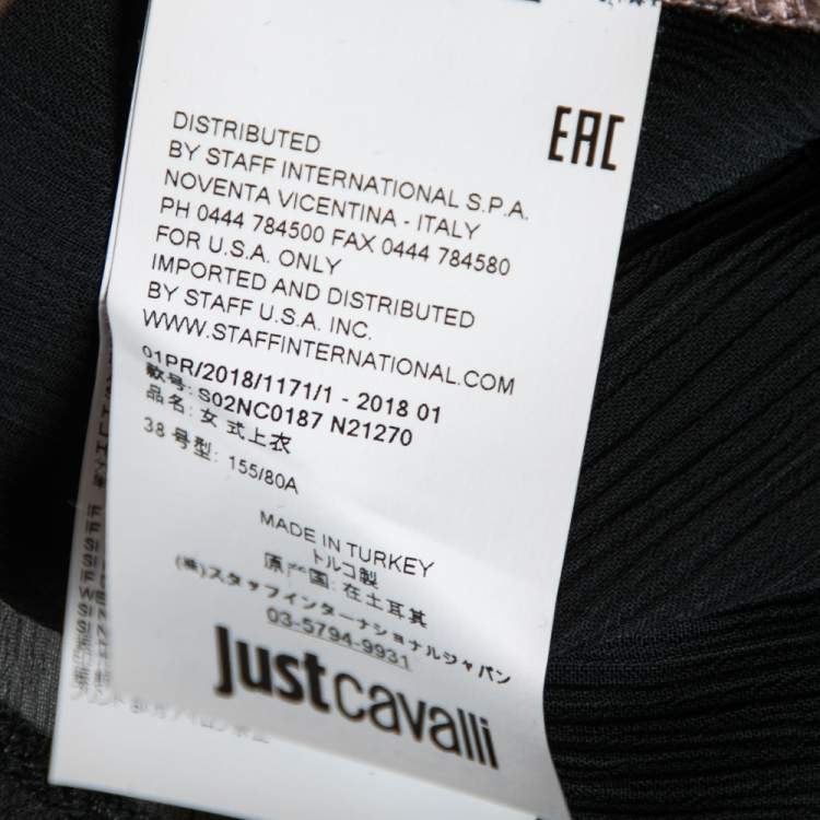 Pre Owned Just Cavalli Pink Jersey Eyelet Embellished Ruffle Trim Sleeves Top S