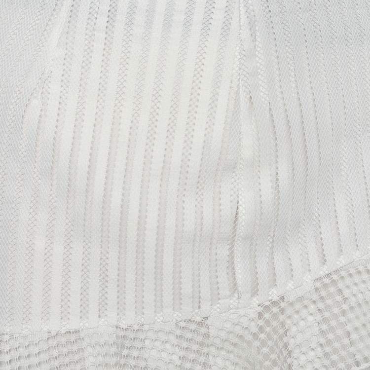 Pre Owned Just Cavalli White Lace Overlay Ruffle Tiered Skirt S