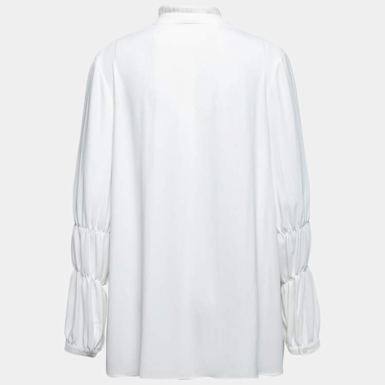 Pre Owned Just Cavalli White Crepe Bead Embellished Blouse M