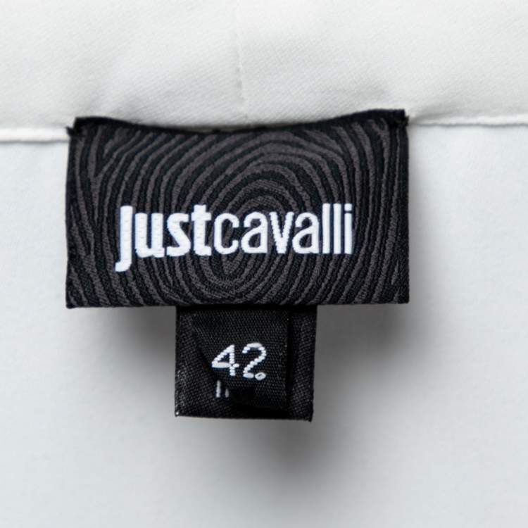 Pre Owned Just Cavalli White Crepe Bead Embellished Blouse M
