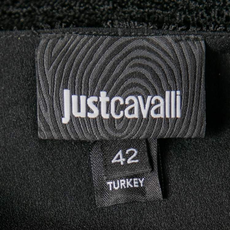 مملوكة مسبقًا Just Cavalli Black Lace Ruffle Trimmed Tiered Maxi Dress M