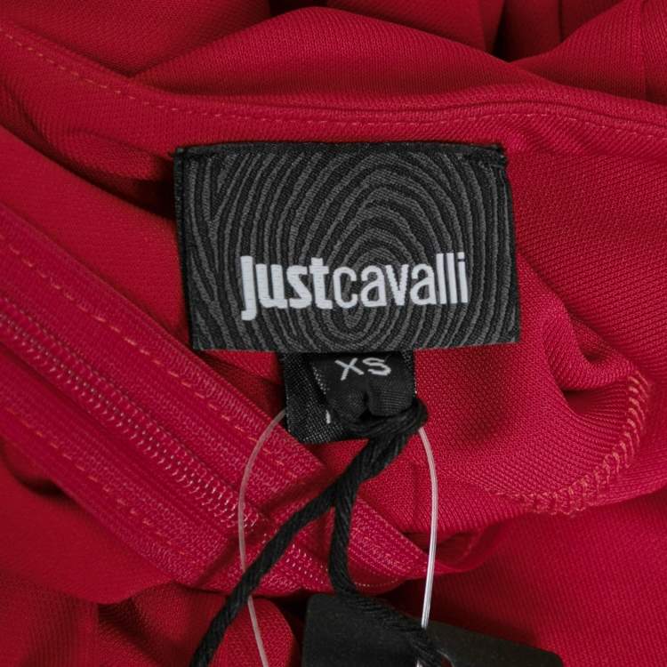 Pre Owned Just Cavalli Red Jersey Halterneck Maxi Dress XS