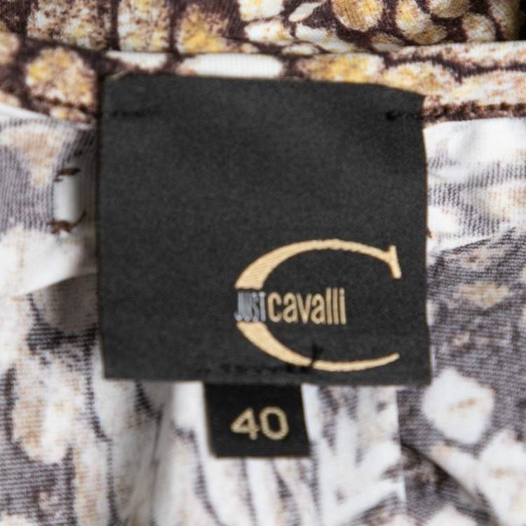 Pre Owned Just Cavalli Brown Snake Printed Jersey Halter Neck Top S