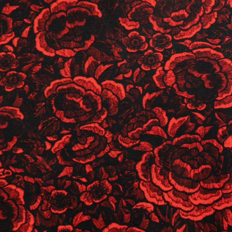 Pre Owned Just Cavalli Red & Black Floral Printed Jersey Midi Skirt XL