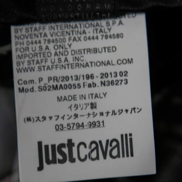 Pre Owned Just Cavalli Black Printed Lurex Satin Maxi Skirt L