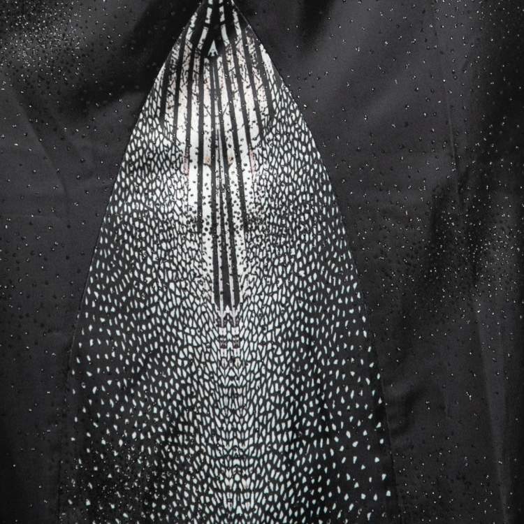 Pre Owned Just Cavalli Black Printed Lurex Satin Maxi Skirt L
