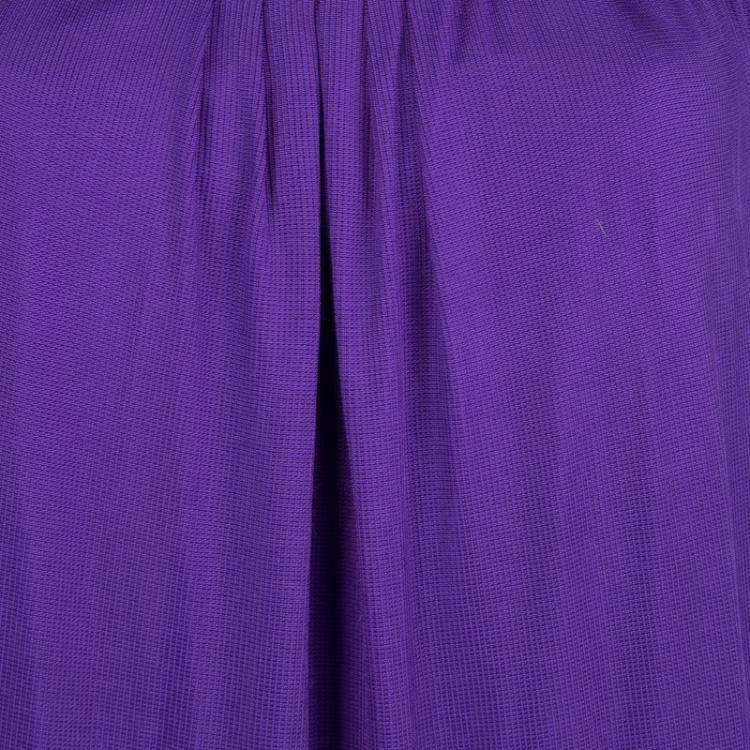 Pre Owned Just Cavalli Purple Knit Ruffle Sleeve Detail Dress L