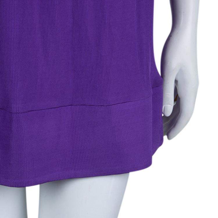 Pre Owned Just Cavalli Purple Knit Ruffle Sleeve Detail Dress L