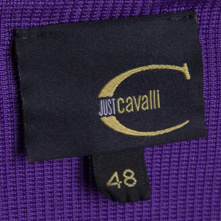 Pre Owned Just Cavalli Purple Knit Ruffle Sleeve Detail Dress L
