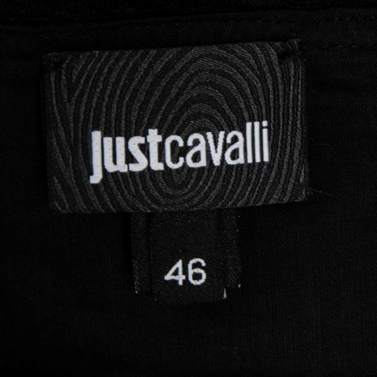 مملوكة مسبقًا Just Cavalli Black Cotton Lace Detail Maxi Dress L