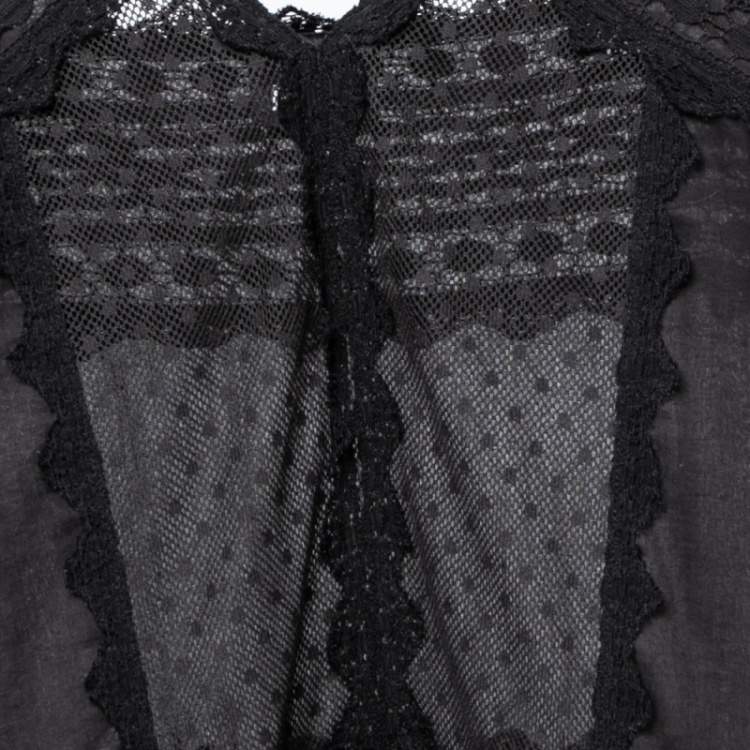 مملوكة مسبقًا Just Cavalli Black Cotton Lace Detail Maxi Dress L