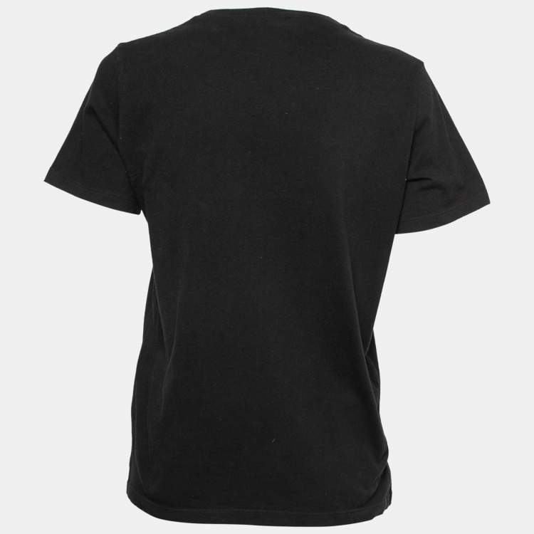 Pre Owned Just Cavalli Black Cotton Printed Crew Neck T-Shirt M