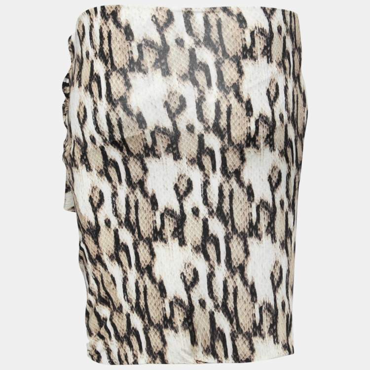 Pre Owned Just Cavalli Multicolor Snakeskin Print Jersey Draped Mini Skirt M