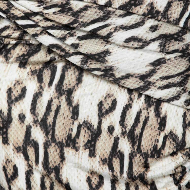 Pre Owned Just Cavalli Multicolor Snakeskin Print Jersey Draped Mini Skirt M