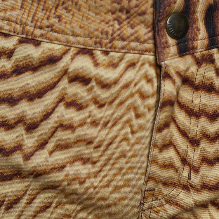 Pre Owned Just Cavalli Beige Animal Print Cotton Straight Fit Jeans XL Waist 38"