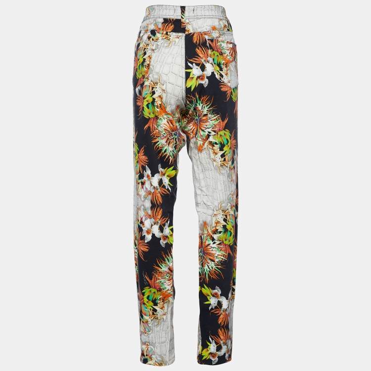 مملوكة مسبقًا Just Cavalli Black Floral & Animal Print Cotton Regular Fit Jeans XL