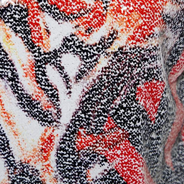 Pre Owned Roberto Cavalli Multicolor Animal Pattern Sequined Crew Neck Top M