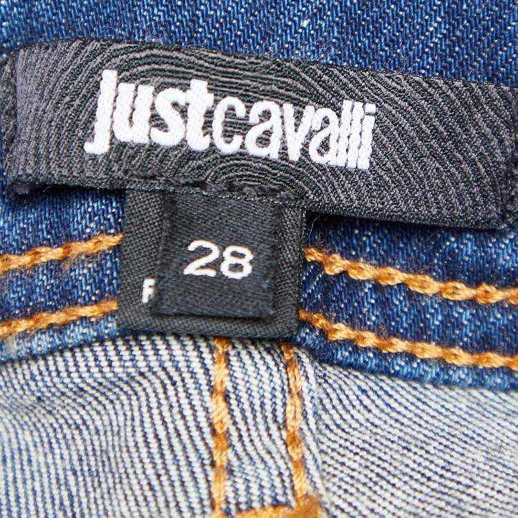 Pre Owned Just Cavalli Denim Skinny Leg Distressed Jeans M