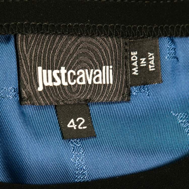 Pre Owned Just Cavalli Blue Leopard Print Trimmed Crepe Oversized Tunic M