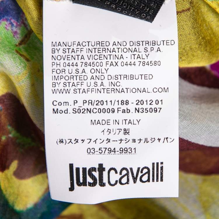 Pre Owned Just Cavalli Multicolor Tropical Print Silk Chiffon Kaftan Top S