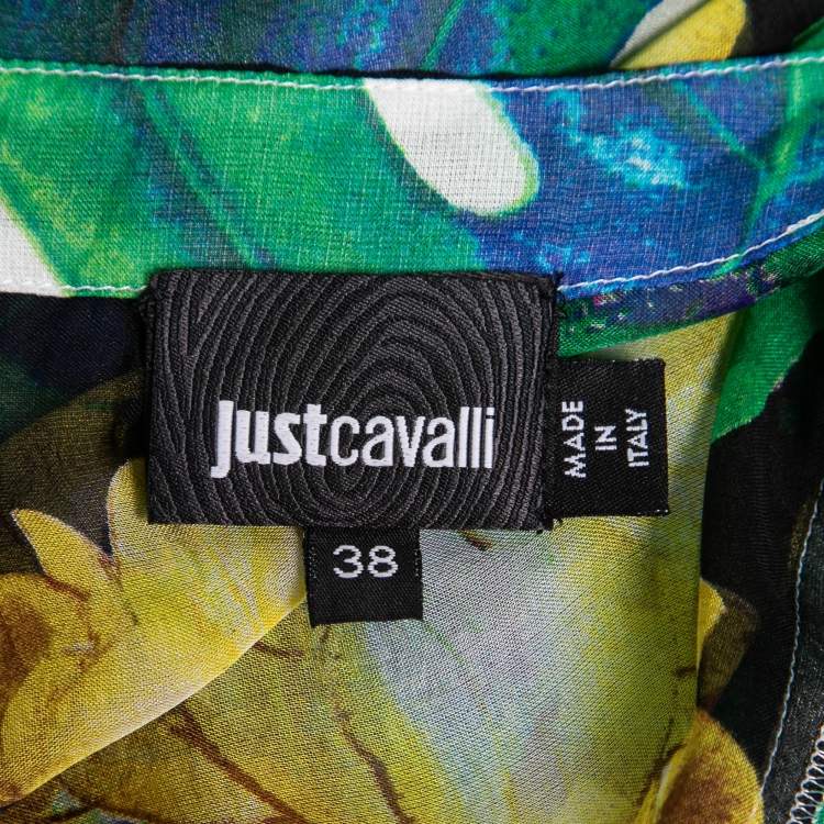Pre Owned Just Cavalli Multicolor Tropical Print Silk Chiffon Kaftan Top S