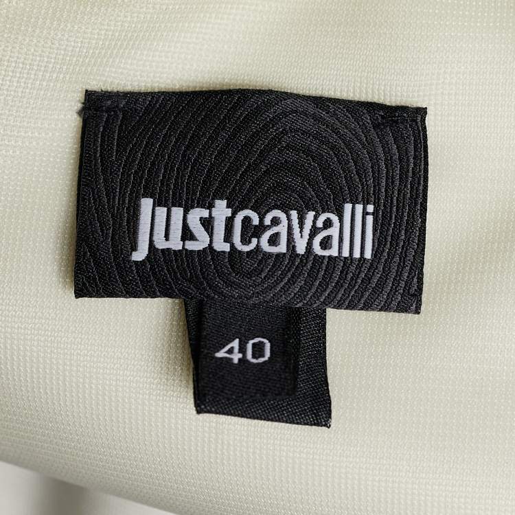 مملوكة مسبقًا Just Cavalli White Jersey Knit Patch Detail Sleeveless Mini Dress S