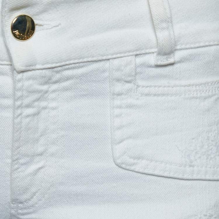 Pre Owned Just Cavalli White Denim Cropped Jeans S Waist 30"