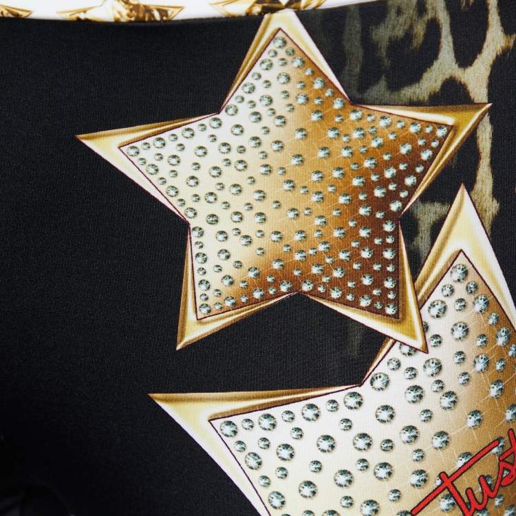 مملوكة مسبقًا Just Cavalli Black Printed Jersey Leggings M