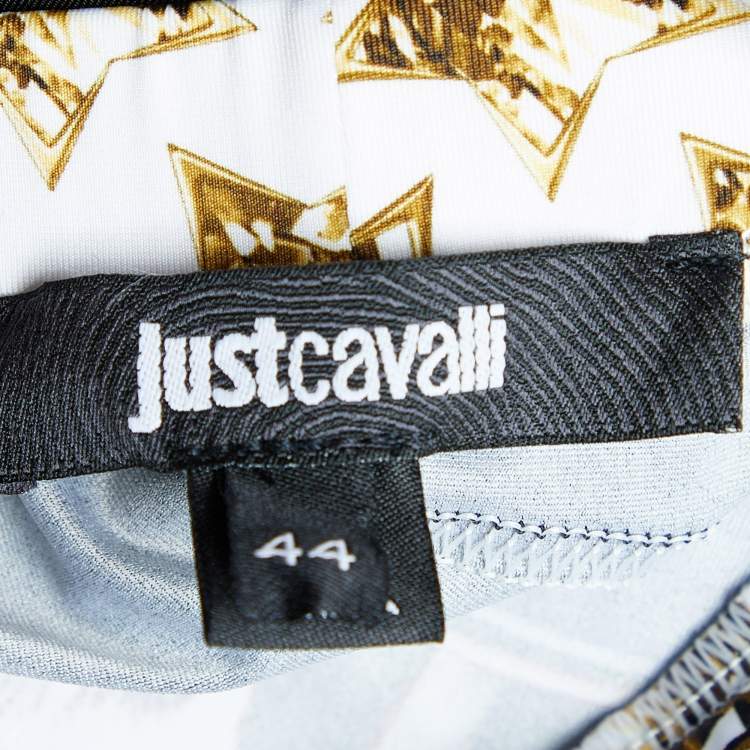 مملوكة مسبقًا Just Cavalli Black Printed Jersey Leggings M