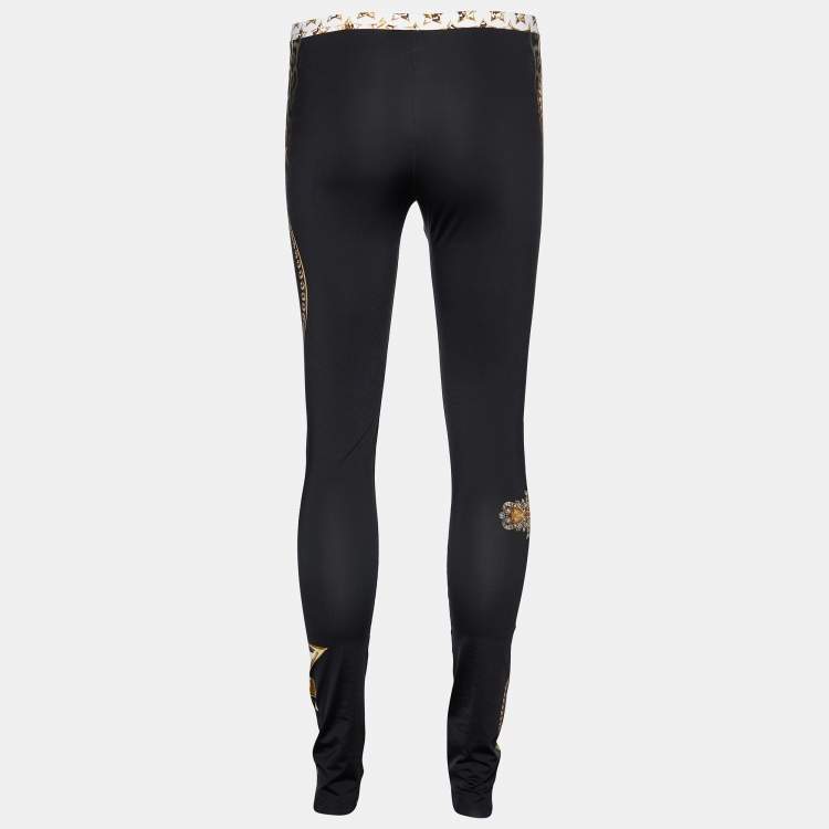 مملوكة مسبقًا Just Cavalli Black Printed Jersey Leggings M