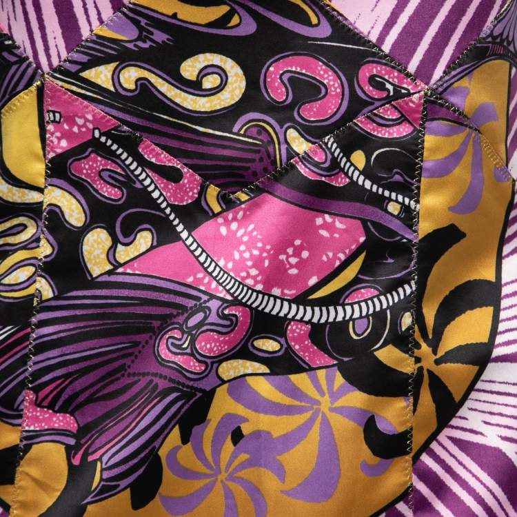 Pre Owned Just Cavalli Purple Printed Satin Sleeveless Top M