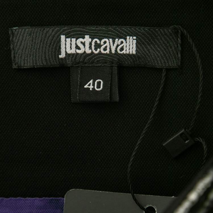 Pre Owned Just Cavalli Monochrome Tweed A-Line Skirt S