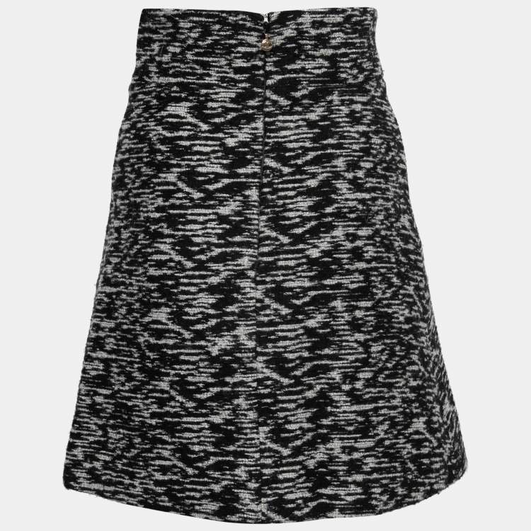 Pre Owned Just Cavalli Monochrome Tweed A-Line Skirt S
