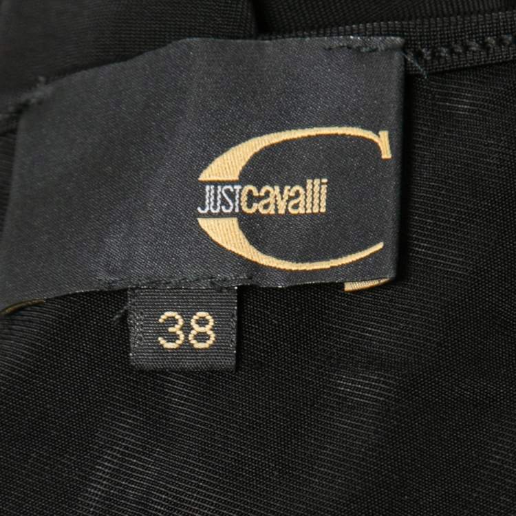 Pre Owned Just Cavalli Black Jersey U-Ring Ruched Detail Mini Dress S