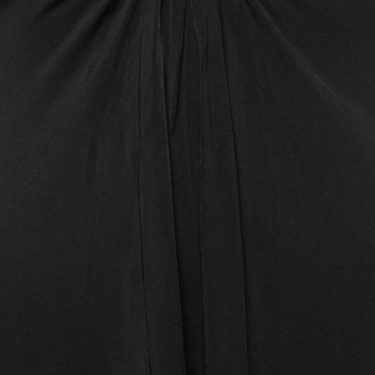 Pre Owned Just Cavalli Black Jersey U-Ring Ruched Detail Mini Dress S