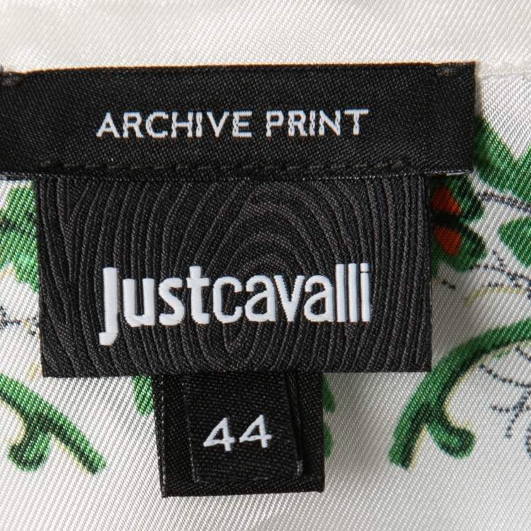 مملوكة مسبقًا Just Cavalli White Floral Printed Rayon Shirt M
