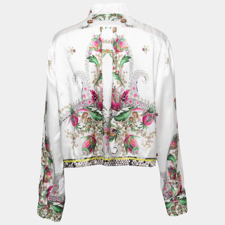 مملوكة مسبقًا Just Cavalli White Floral Printed Rayon Shirt M