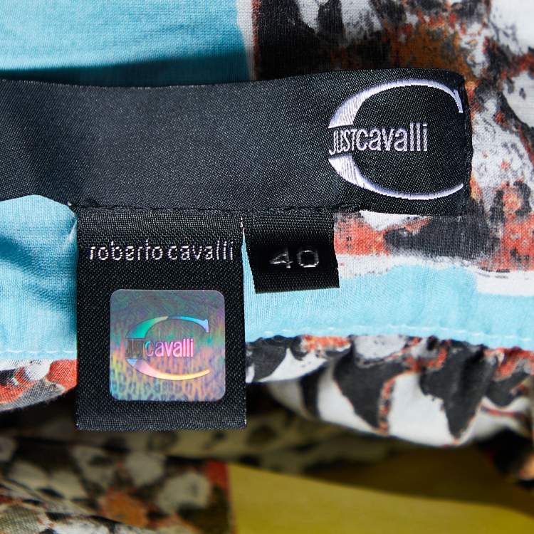 Pre Owned Just Cavalli Multicolor Patchwork Print Cotton Wrap Skirt S