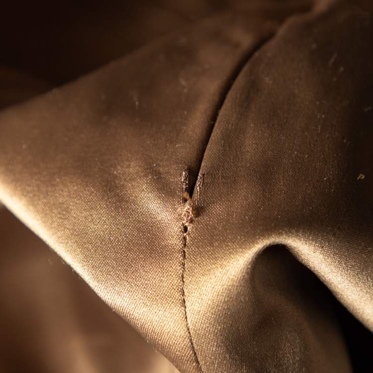 Pre Owned Just Cavalli Brown Satin High-Low Hem Skirt M