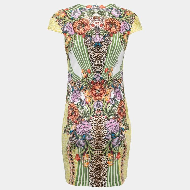 Pre Owned Just Cavalli Multicolor Floral Printed Jersey Bodycon Dress L